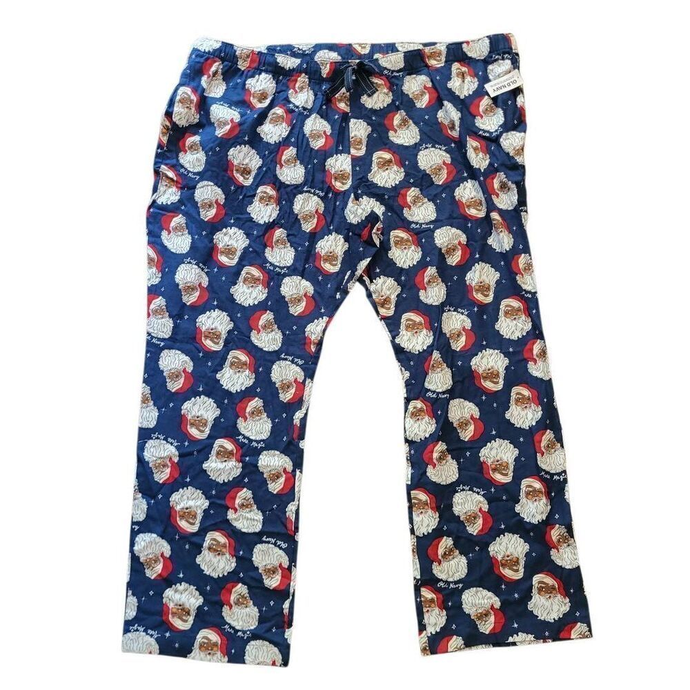NWT Old Navy Pajama Pants Women's 3X Blue Flannel Cocoa Santa Christmas